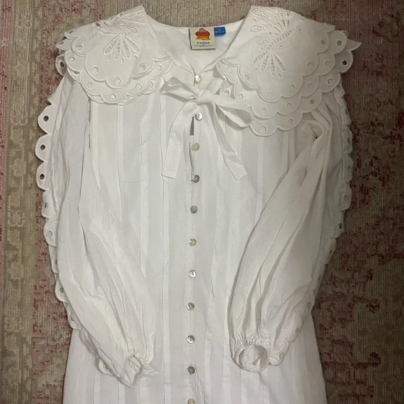 farm rio scalloped shirt dress Farm Rio x Anthropologie Scalloped Halter Linen Blend Dress
